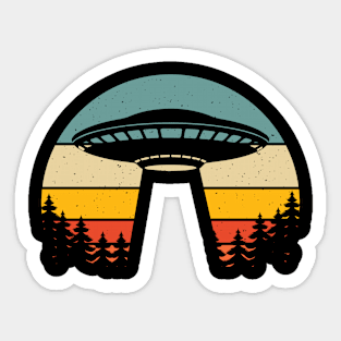 Retro UFO Forest Sticker